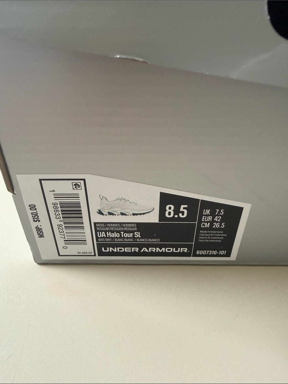 Golf Under Armour Halo Men’s Athletic Sneakers in White and Gray